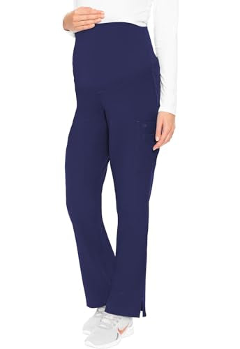 Med Couture Touch Maternity Scrub Pant Straight Leg with 3 Pockets - color: Navy, size: Small