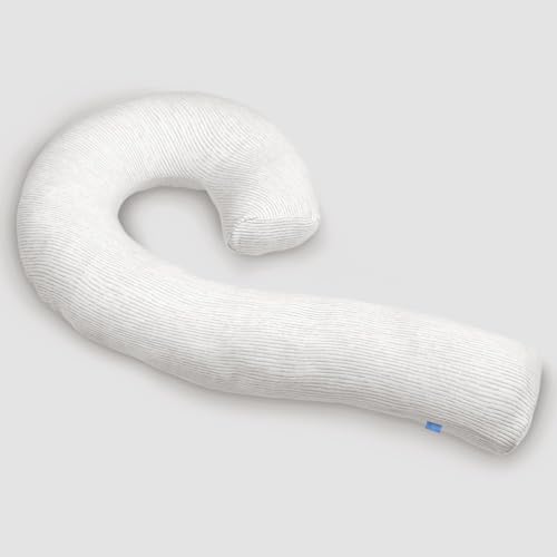 Body Pillow for Adults, Swan Shaped Pillow Insert for Sleeping, Grey, 49 In - color: Grey Stripe