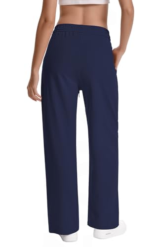 Women Baggy Straight Leg Sweatpants Drawstring Workout Pants 28'' Inseam - color: Royalblue, size: X-Large