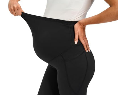 JOYSPELS Smooth Feeling Maternity Leggings Over The Belly with Pockets Workout Pregnancy Pants - color: Black, size: Small