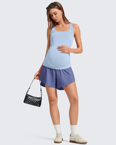 G4Free BareFeel Maternity Tank Tops with Removable Pads Pregnancy Clothes - color: Light Denim, size: Small