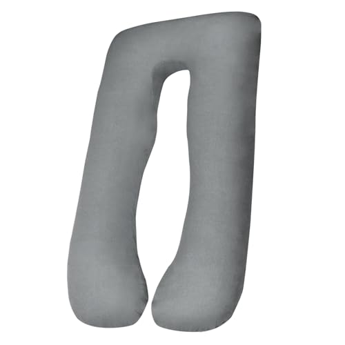Pregnancy Pillow Cover (ONLY Pillowcase) - U Shaped Pillow Case - Maternity Body Pillow Cover - Removable Soft Cotton Cover (Grey) - color: Grey