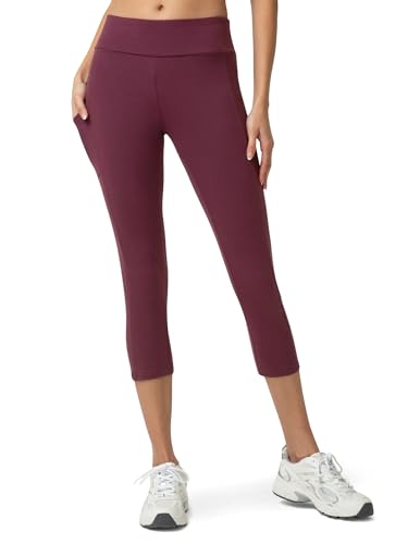 no nonsense Women's Cotton Capri Leggings with Side Pockets Workout Stretch Pants - color: Napa, size: XX-Large