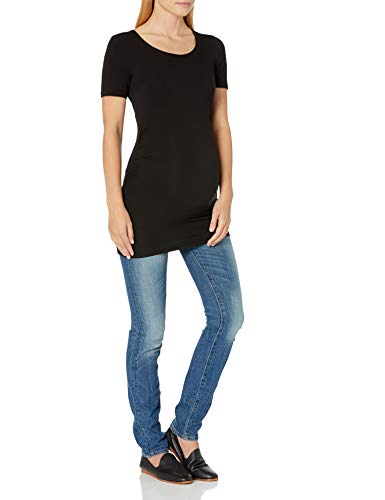Amazon Essentials Women's Maternity Short-Sleeve Rouched Scoopneck T-Shirt, Pack of 2 - color: Black/White, size: XX-Large