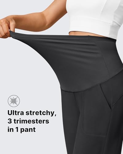 G4Free EverGoing Maternity Pants Over The Belly Pregnancy Joggers Workout - color: Black, size: Medium