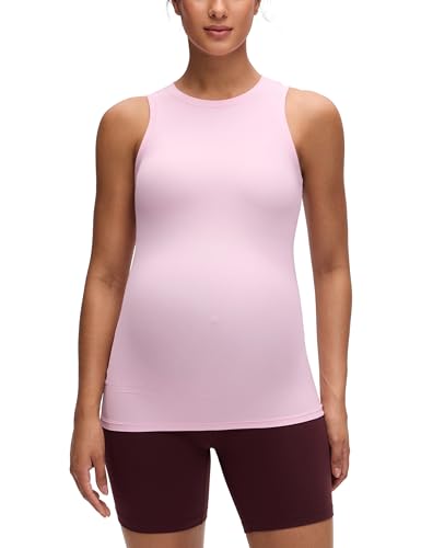 CRZ YOGA Maternity High Neck Tank Tops - color: Pink Peony, size: Medium