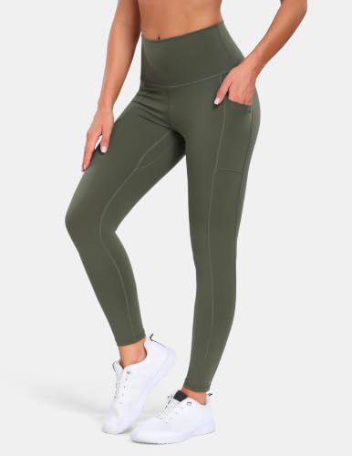 Colorfulkoala Essential 7/8 Leggings with Pockets - color: Army Green, size: Small