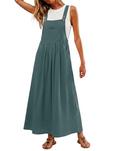 Lepunuo Summer Dresses Women Bib Overall Dresses Adjustable Beach - color: A - Jasper, size: Large