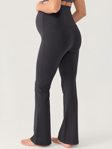 MOMANDA Cotton Maternity Foldover Pants 30.5" - color: Graphite Grey, size: Medium