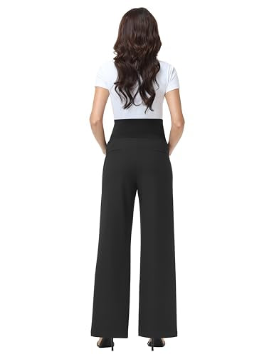 V VOCNI Women's Maternity Work Pants Wide Leg - color: Black, size: Medium
