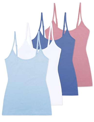 Comfneat Women's 4-Pack Slim-Fit Camisole Adjustable Spaghetti Strap Tops - color: Color-set-2 4-pack, size: X-Large