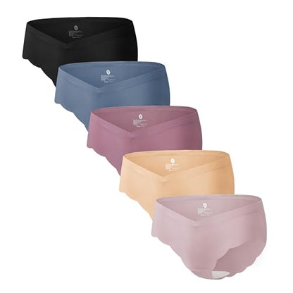 Angelhood 5 Pack Seamless Maternity Underwear, Pregnancy Postpartum Panties - color: Multicoloured a, size: XX-Large