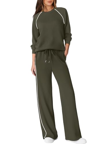 Sampeel Women 2 Piece Lounge Sets Sweatsuit Fall Outfits Matching Sets - color: Green, size: X-Large