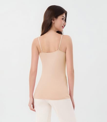 DAVID ARCHY Women's Bamboo Rayon Camisole Tank Tops No Shelf Bra, 3 Pack - color: Nude/Black, size: X-Large