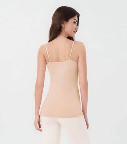 DAVID ARCHY Women's Bamboo Rayon Camisole Tank Tops No Shelf Bra, 3 Pack - color: Nude/Black, size: X-Large