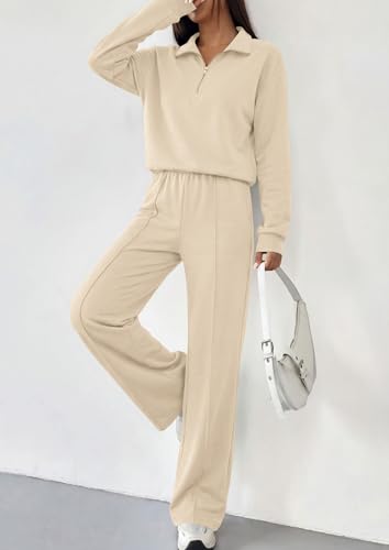 PRETTYGARDEN Women's Lounge Sets 2 Piece Outfits Sweatsuits - color: Apricot, size: Large