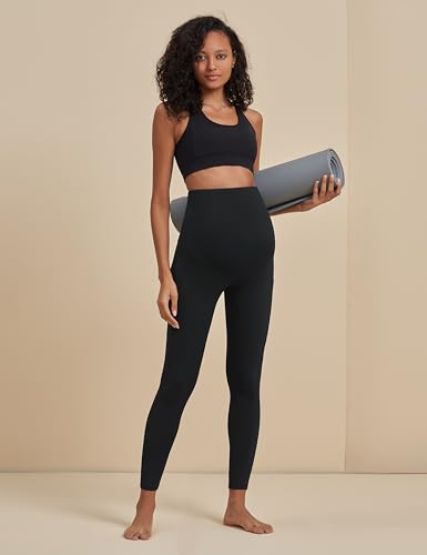 POSHDIVAH Maternity Workout Leggings Pregnancy Yoga Pants Pockets - color: 2pcs Black, size: Medium