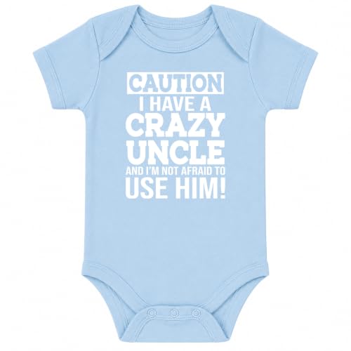 CBTwear Caution I Have a Crazy Uncle Funny Baby Bodysuit - color: Blue, size: Newborn