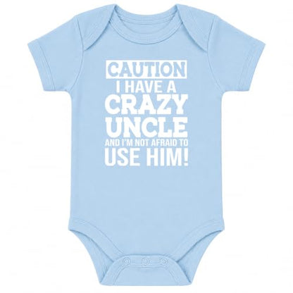 CBTwear Caution I Have a Crazy Uncle Funny Baby Bodysuit - color: Blue, size: Newborn