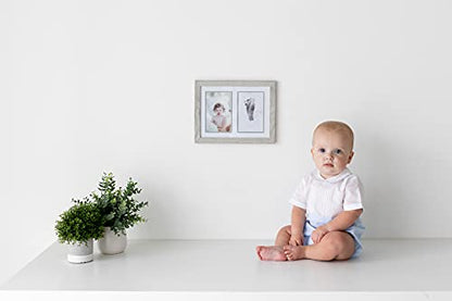 Little Pear Baby Photo and Handprint or Footprint Frame, Baby Keepsake Frame, Rustic White Washed Frame - color: Rustic Babyprint Frame