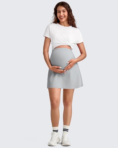 G4Free BareFeel Maternity Skirt with 2 Pockets Pregnancy Shorts Tennis Golf - color: Grey, size: Medium