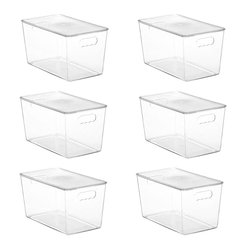 Vtopmart 6 Pack Clear Stackable Storage Bins with Lids and Handles, XLarge - size: XL(13"L x 7.4"W x 7"H)