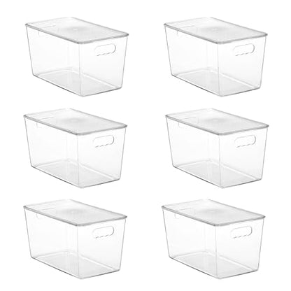 Vtopmart 6 Pack Clear Stackable Storage Bins with Lids and Handles, XLarge - size: XL(13"L x 7.4"W x 7"H)