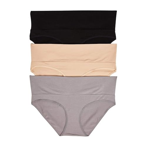 Motherhood Maternity womens Foldover Brief Panty 3-pack - color: Black, Nude, Flat Grey/Multi Pack, size: Small