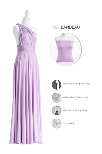 72styles Maxi Infinity Dress for Bridesmaids, Convertible Multi-Way Wrap - color: Lavender, size: One Size Plus
