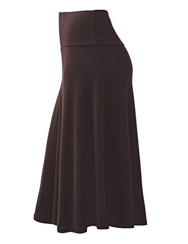 Lock and Love Women's Solid Ombre Lightweight Flare Midi Pull On Closure Skirt S-XXXL Plus Size - color: Wb1105_brown, size: Medium