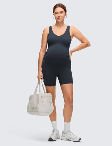 CRZ YOGA Maternity V Neck Romper - color: True Navy, size: X-Large