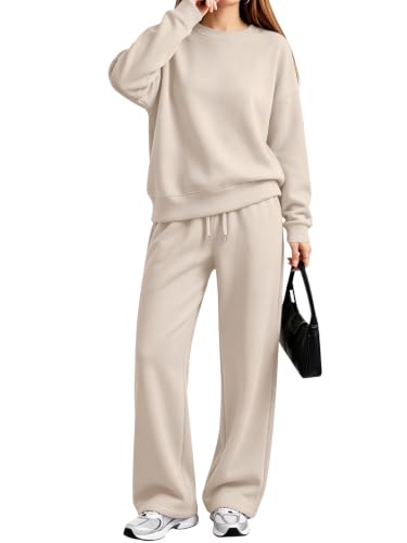 EFAN Womens Sweat Sets 2 Piece Sweatsuits Modal Blend Matching Loungewear - color: Lightkhaki, size: Small