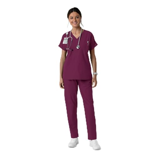 Wink Women's Women's Drop Shoulder Tunic Scrub Top - color: Wine, size: XX-Small