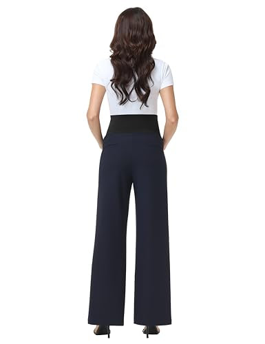 V VOCNI Women's Maternity Work Pants Wide Leg - color: Navy Blue, size: Small