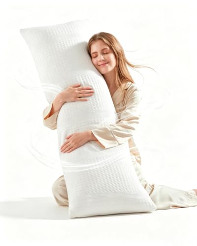 YZ HOME Waffle Weave Body Pillow for Adults, Memory Foam Insert - color: White
