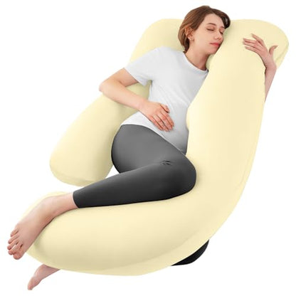 Cooling Pregnancy Pillows for Sleeping, 57'' Full Body Pillow, Light Yellow - color: Light Yellow, size: 57 Inch
