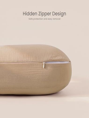 lulumoon Muslin Nursing Pillow Covers: with Strap for Snug Fit & No Sliding - color: Mocha & Flower
