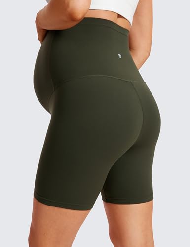 CRZ YOGA Maternity Biker Shorts 6" - color: Olive Green, size: X-Large