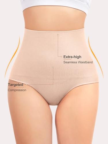 OVRUNS Tummy Control Shapewear Panties for Women High Waisted Compression Underwear C Section Postpartum Full Coverage Briefs - color: Nude, size: Small