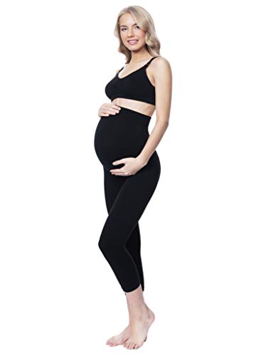 Maternity Pregnant Women stretch comfy 3/4 Leggings, Capri - color: Black, size: Large