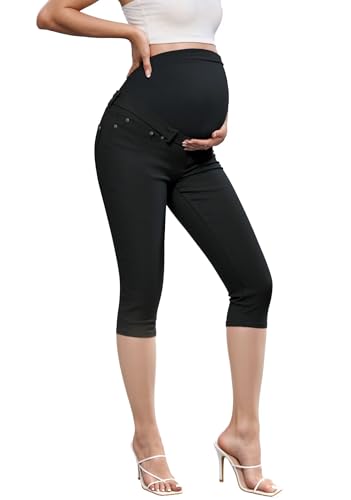 Hybrid & Company Women's Maternity Capri Pants - color: Capri-black, size: 2X