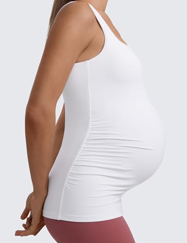 CRZ YOGA Maternity Square Neck Tank Tops - color: White, size: Medium