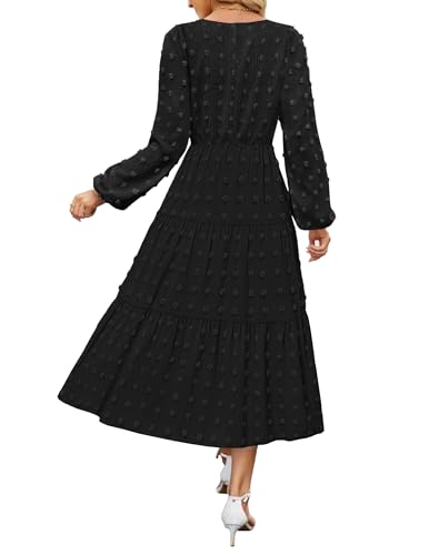 CzzzyL Women's Nursing Dresses Fall Boho Floral Breastfeeding with Pockets - color: Black, size: Medium