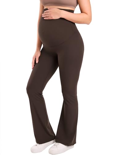 MOMANDA Flared Maternity Leggings 31.5" - color: Clay Brown, size: Large