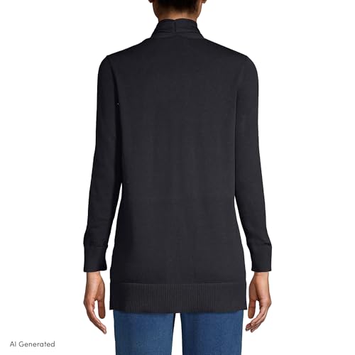 Lands' End Women's Long Sleeve Open Long Cardigan Sweater - color: Black, size: Large