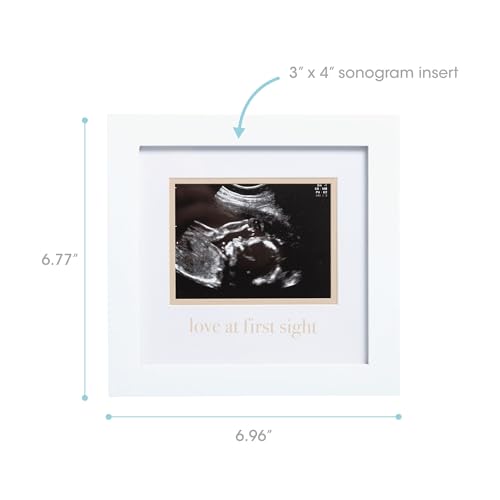 Pearhead Love At First Sight Sonogram Picture Frame, White - color: White, Beige Mat