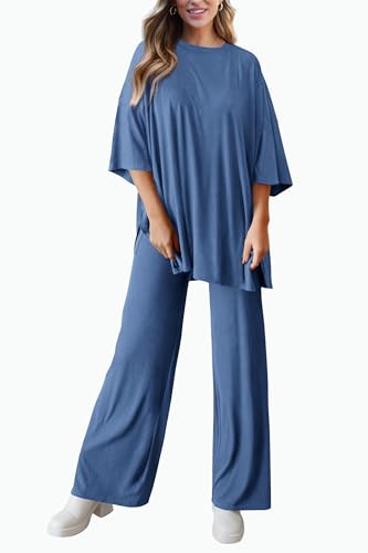 PRETTYGARDEN Two Piece Sets for Women Lounge Matching Set - color: Blue, size: Small