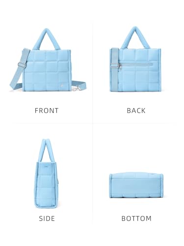 WESTBRONCO Small Puffer Tote Bag for Women Quilted Crossbody Bags - color: Medium-blue