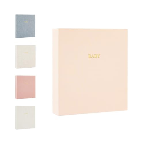 Sugar Paper Baby Keepsake Book, Memory Book from Pregnancy to First Year, Milestone Journal with Pocket Storage, Baby Shower Idea, Gender Neutral Gift, Cloth Hardcover, Pale Pink - style: Pale Pink