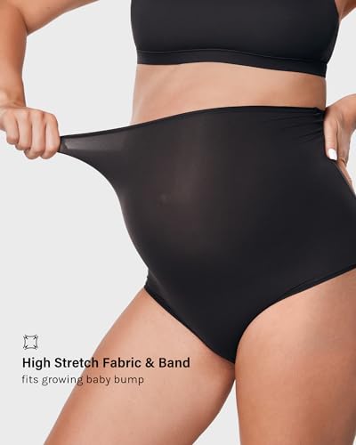 INLYRIC Women's Inbarely Soft Maternity Underwear - Over Bump High Waist Briefs Soft Full Coverage Pregnancy Panties Pack